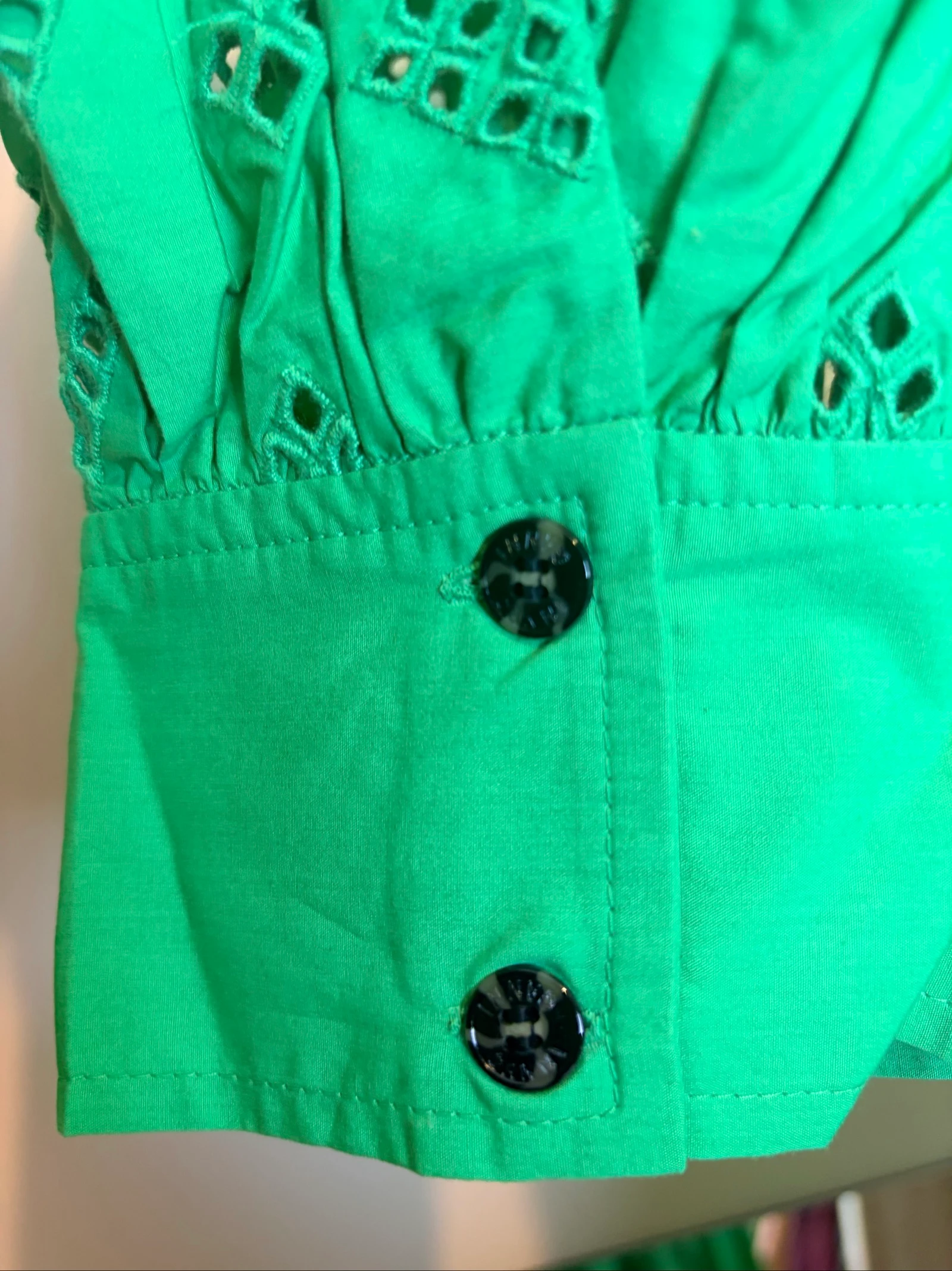 Vestido Ganni verde com bordado inglês tamanho 32 – photo 8